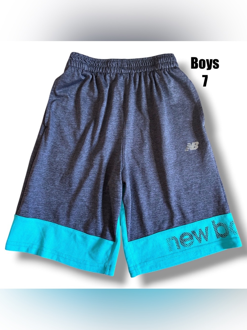 New Balance Gray Athletic Shorts with Teal Hem size 7